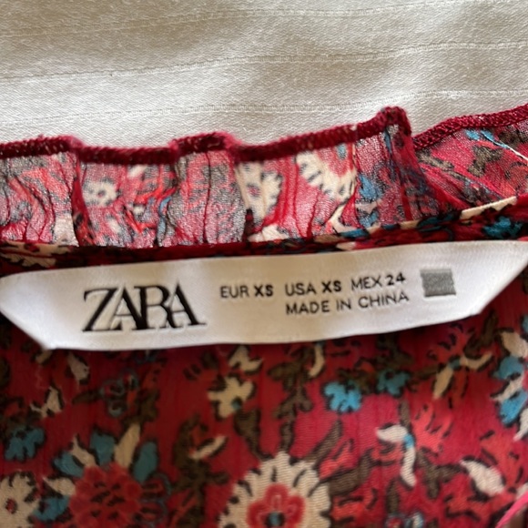 Zara Red flower print dress - Picture 3 of 5